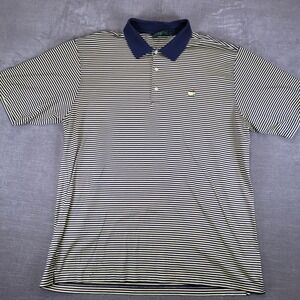 Amen Corner Masters Golf Polo Shirt Mens XL Yellow Blue Striped Pima‎ Cotton XL
